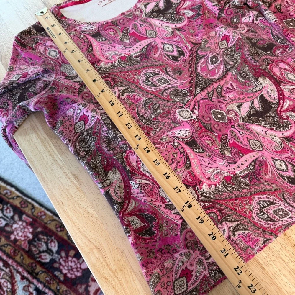 Y2K Pink Brown Paisley Long Sleeve Cotton Top Size S Boho Whimsigoth Hippie - Picture 8 of 9